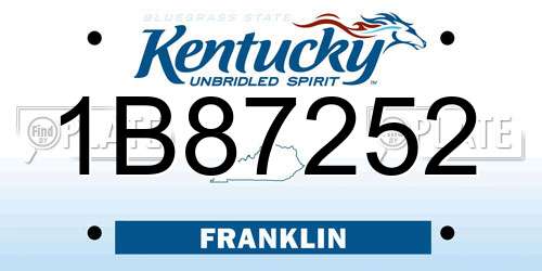 1B87252 Kentucky License Plate