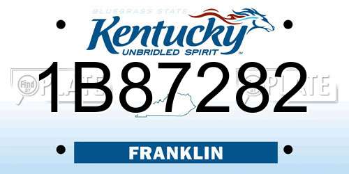 1B87282 Kentucky License Plate