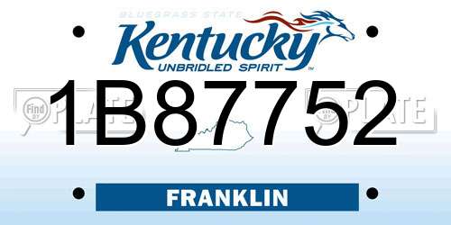 1B87752 Kentucky License Plate