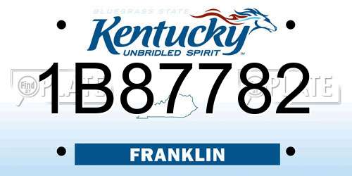 1B87782 Kentucky License Plate