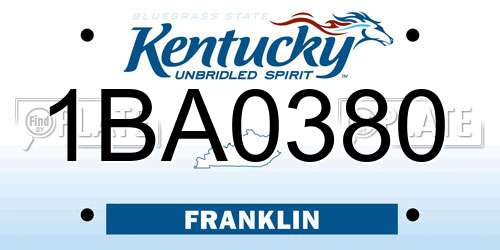 1BA0380 Kentucky License Plate