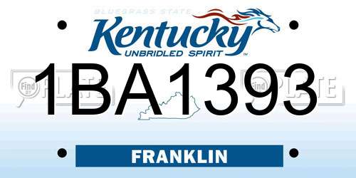 1BA1393 Kentucky License Plate