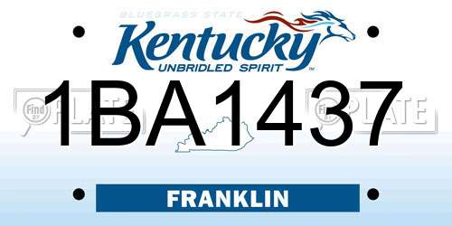 1BA1437 Kentucky License Plate