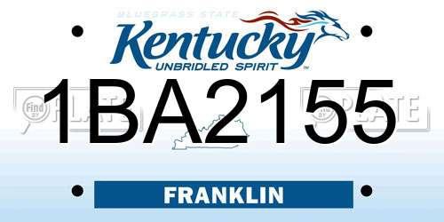1BA2155 Kentucky License Plate