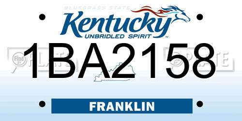 1BA2158 Kentucky License Plate