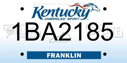 1BA2185 Kentucky License Plate