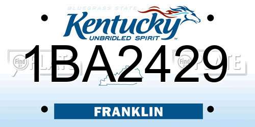 1BA2429 Kentucky License Plate