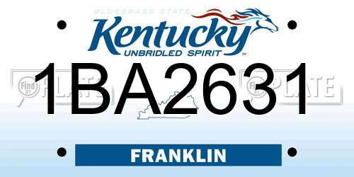 1BA2631 Kentucky License Plate