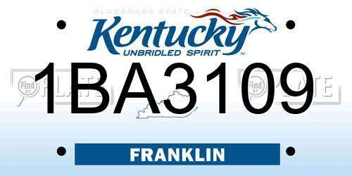 1BA3109 Kentucky License Plate