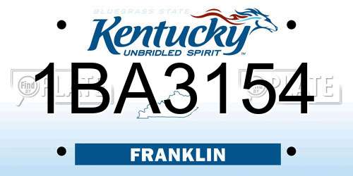 1BA3154 Kentucky License Plate
