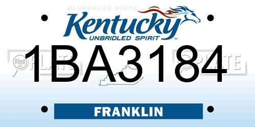1BA3184 Kentucky License Plate