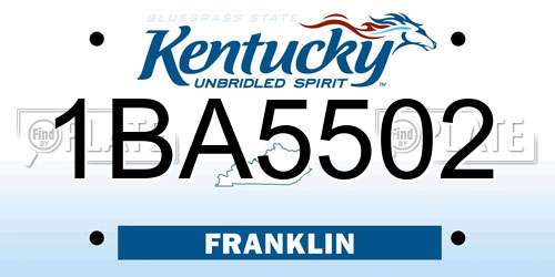 1BA5502 Kentucky License Plate
