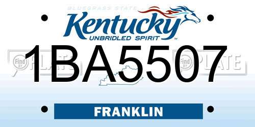 1BA5507 Kentucky License Plate