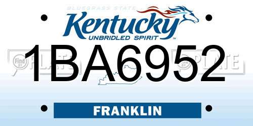 1BA6952 Kentucky License Plate