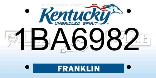 1BA6982 Kentucky License Plate