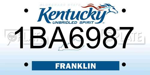 1BA6987 Kentucky License Plate