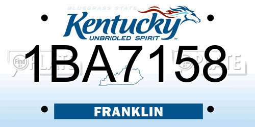 1BA7158 Kentucky License Plate