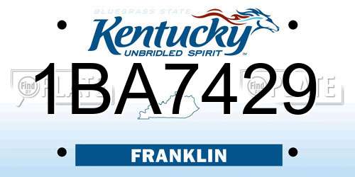 1BA7429 Kentucky License Plate