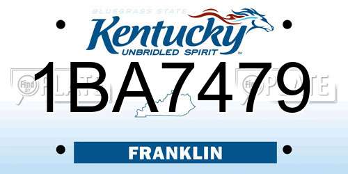1BA7479 Kentucky License Plate