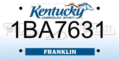1BA7631 Kentucky License Plate