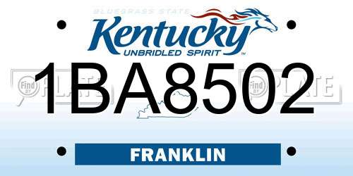 1BA8502 Kentucky License Plate