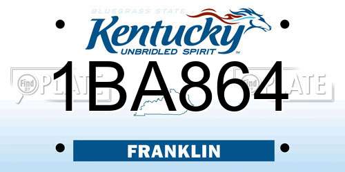 1BA864 Kentucky License Plate