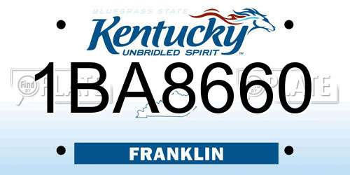 1BA8660 Kentucky License Plate