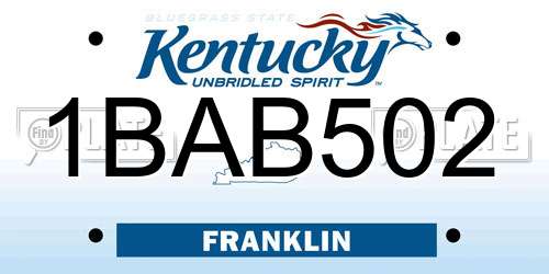 1BAB502 Kentucky License Plate