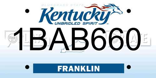 1BAB660 Kentucky License Plate