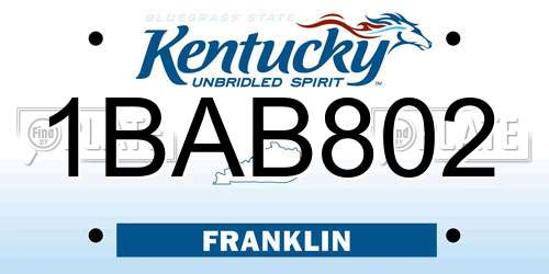 1BAB802 Kentucky License Plate