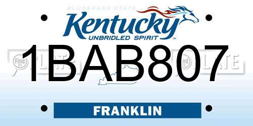 1BAB807 Kentucky License Plate