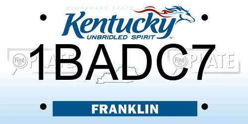 1BADC7 Kentucky License Plate