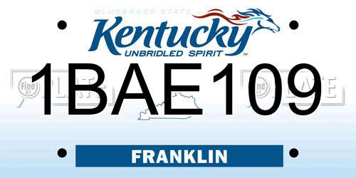 1BAE109 Kentucky License Plate