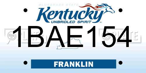 1BAE154 Kentucky License Plate