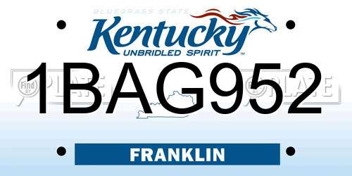 1BAG952 Kentucky License Plate
