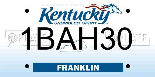 1BAH30 Kentucky License Plate
