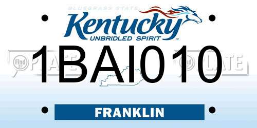 1BAI010 Kentucky License Plate