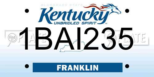 1BAI235 Kentucky License Plate