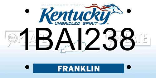 1BAI238 Kentucky License Plate