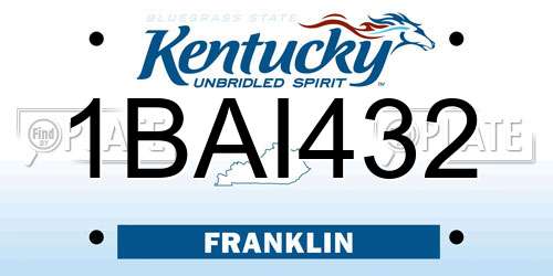1BAI432 Kentucky License Plate