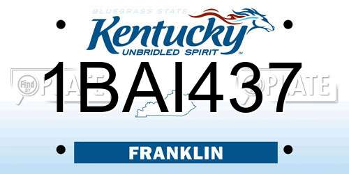1BAI437 Kentucky License Plate