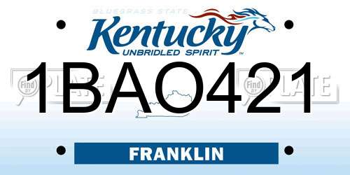 1BAO421 Kentucky License Plate