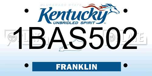 1BAS502 Kentucky License Plate