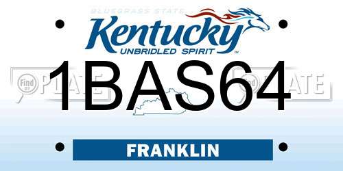 1BAS64 Kentucky License Plate