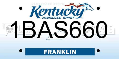 1BAS660 Kentucky License Plate