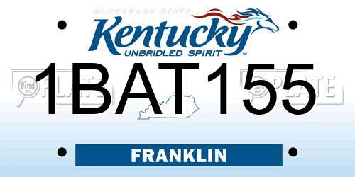 1BAT155 Kentucky License Plate