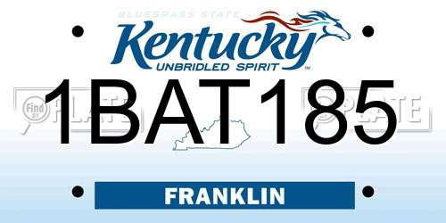 1BAT185 Kentucky License Plate