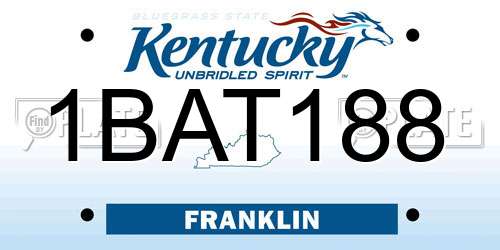 1BAT188 Kentucky License Plate