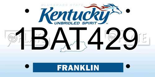 1BAT429 Kentucky License Plate