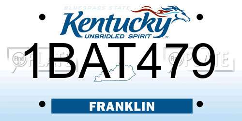 1BAT479 Kentucky License Plate